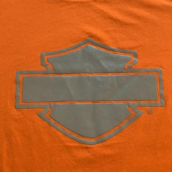Harley Davidson Women’s T Shirt Graphic Logo Large Orange NWT - Picture 4 of 11